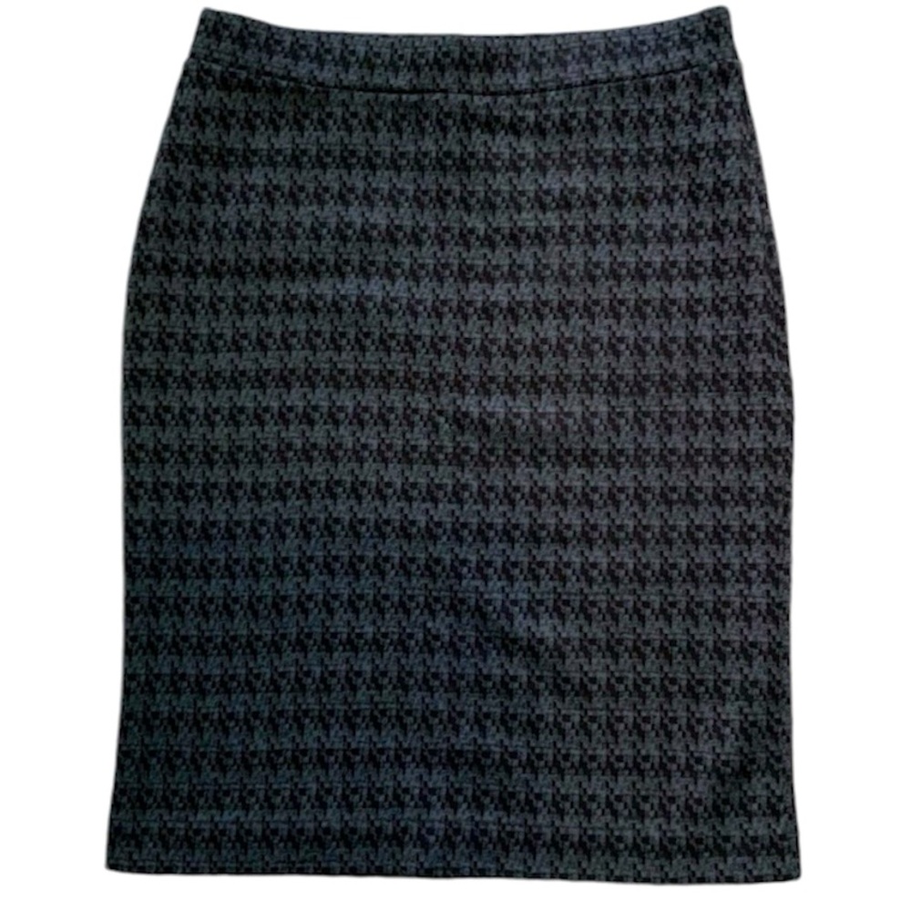Houndstooth Black and Grey Stretch Pencil Skirt
